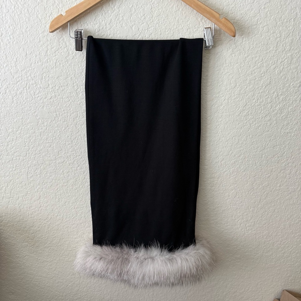 Vintage Saks Fifth Avenue Black scarf with Norwegian Fox Fur Hem